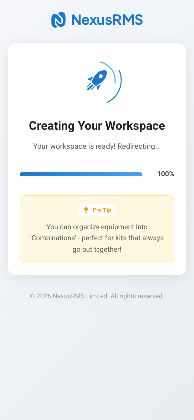 Provisioning complete on mobile
