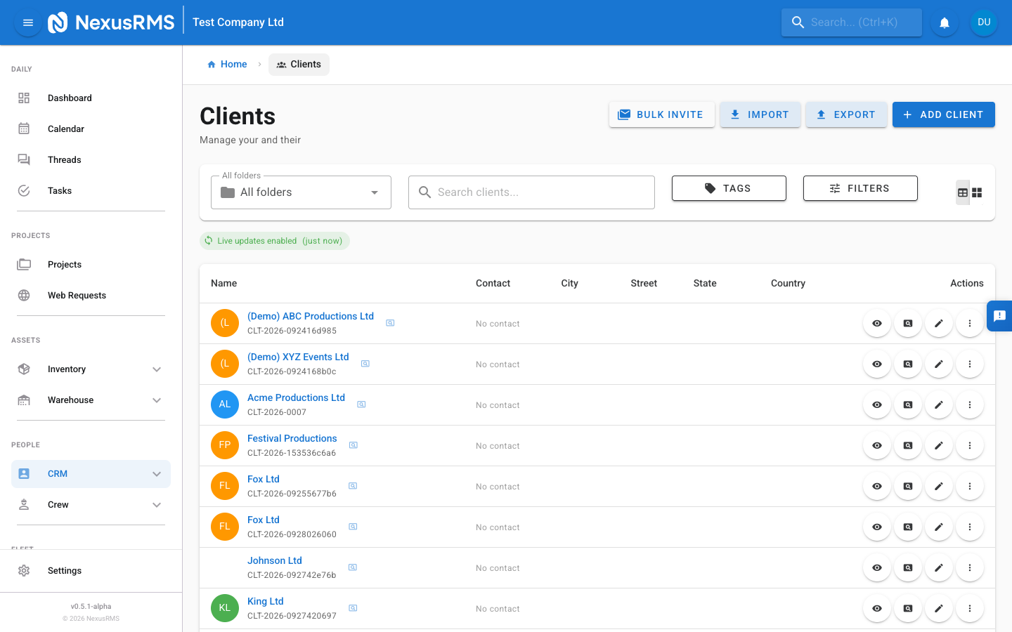 Client Nodes Screenshot
