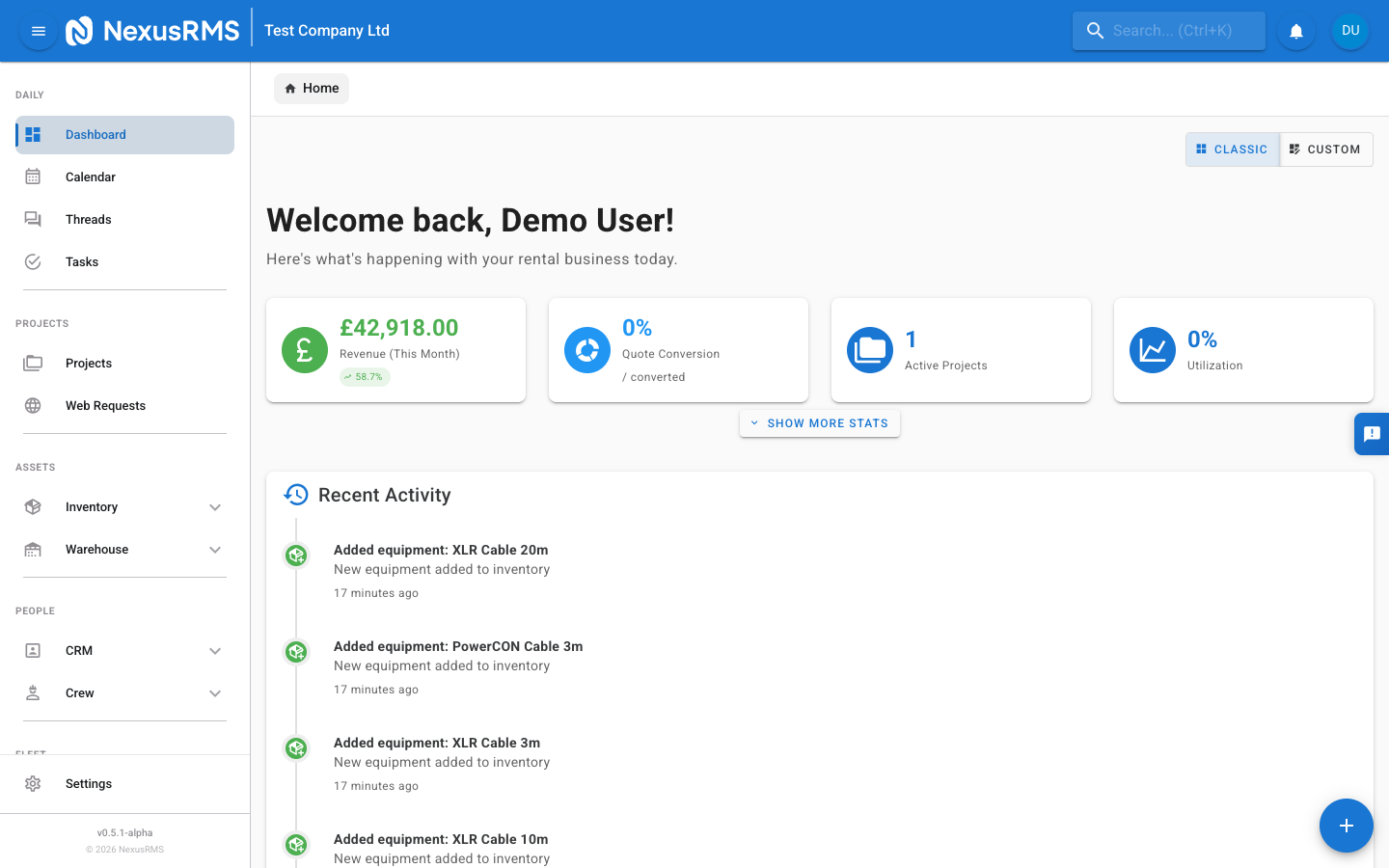 NexusRMS Dashboard